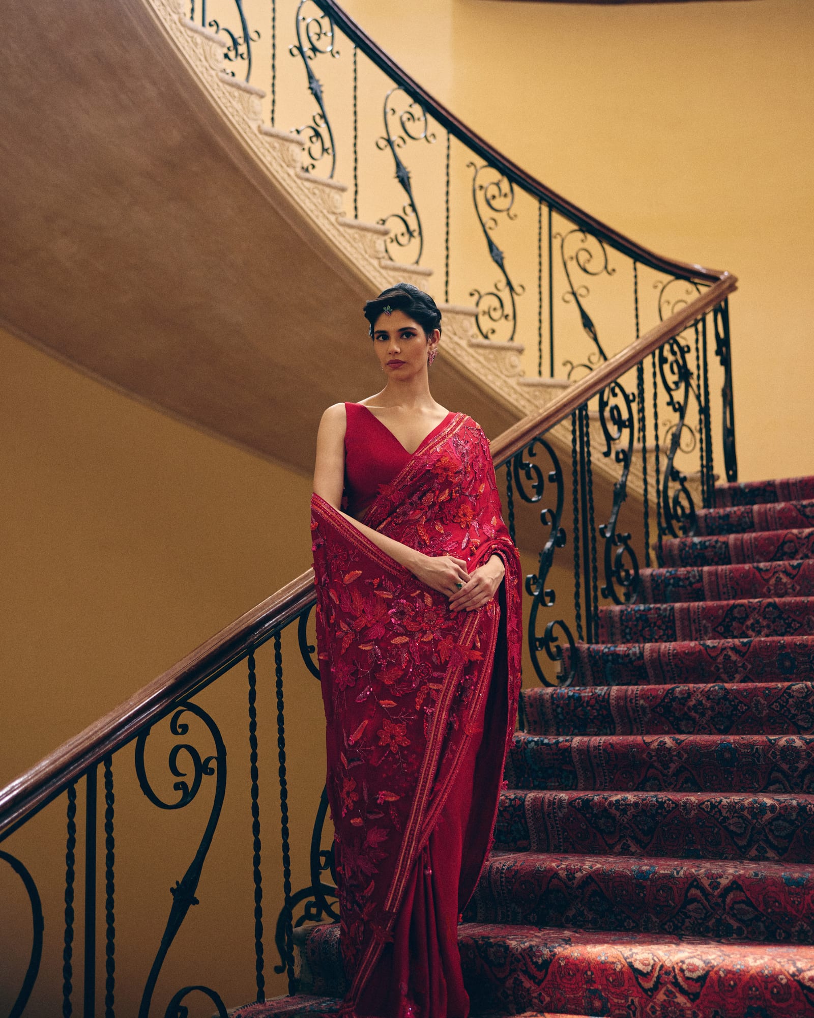 Red Fleur Saree Set — Aurelle collection — image 1