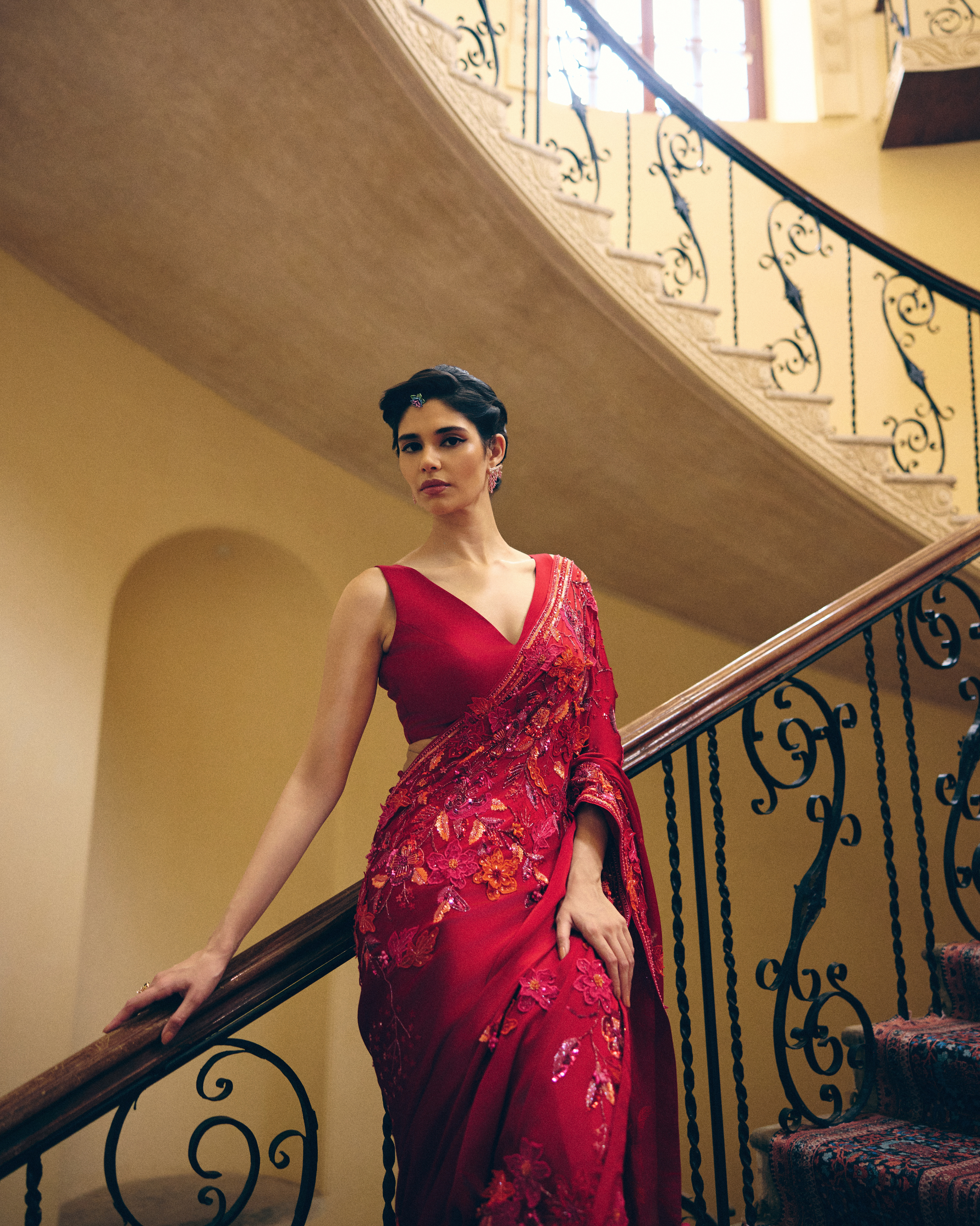 Red Fleur Saree Set — Aurelle collection — image 2