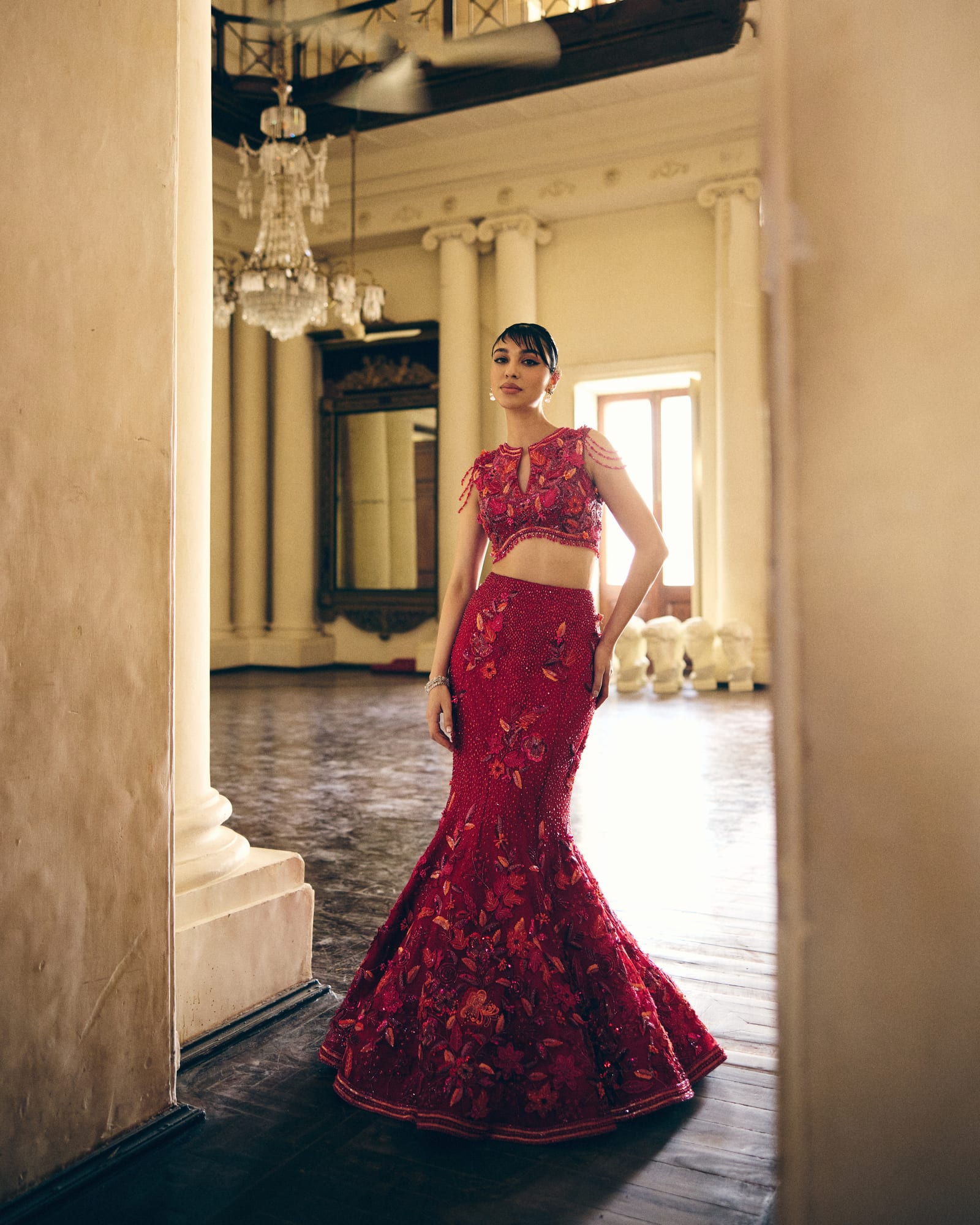 Red Lilian Lehenga Set — Aurelle collection — image 1